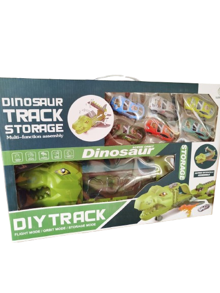 PISTA DE DINOSAURIO CON AUTOS TRACK STORAGE PARA NIÑOS-3