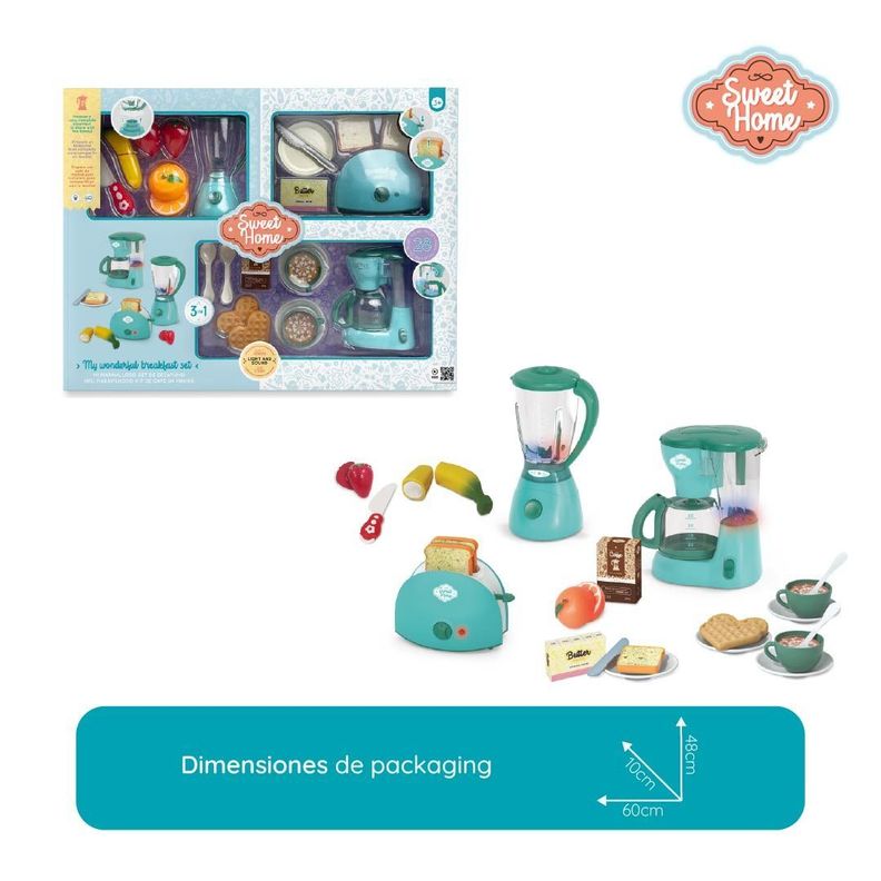 PLAY Accesorios Cocina Juguetes con Cafetera, Batidora, Tostadora con Luces y Sonidos Realistas, Set de Utensilios Cocina Juguete para Niños 3 Años - Rosa
