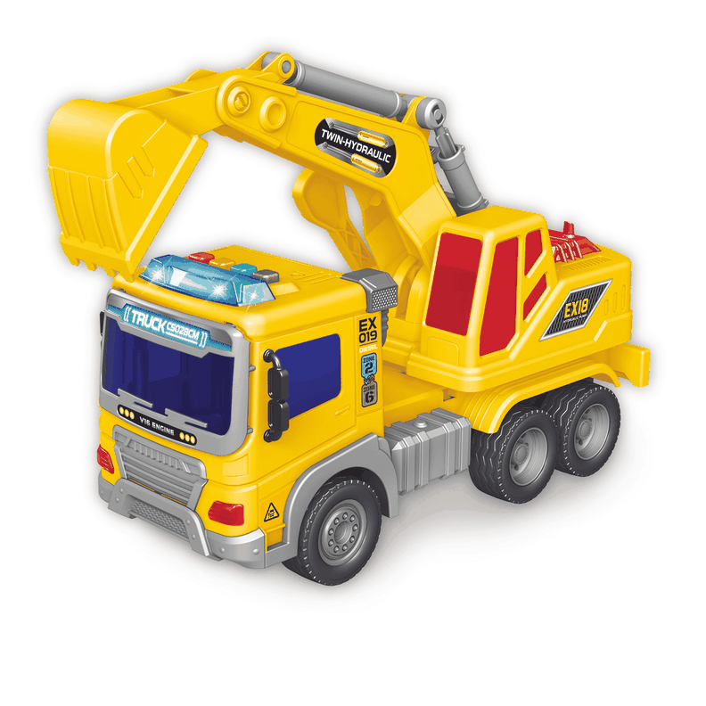 Camion Excavadora a Friccion con Luz y Sonido Escala 116 Surtido +2.00