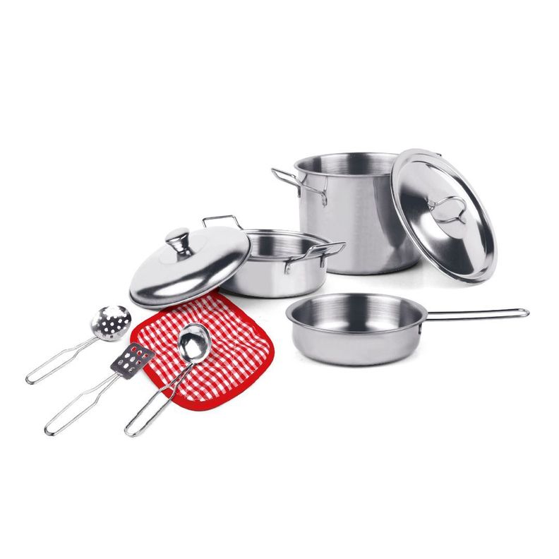 Juego de Ollas y Utensilios de Cocina Metálicos Juguete Niñas y Niños