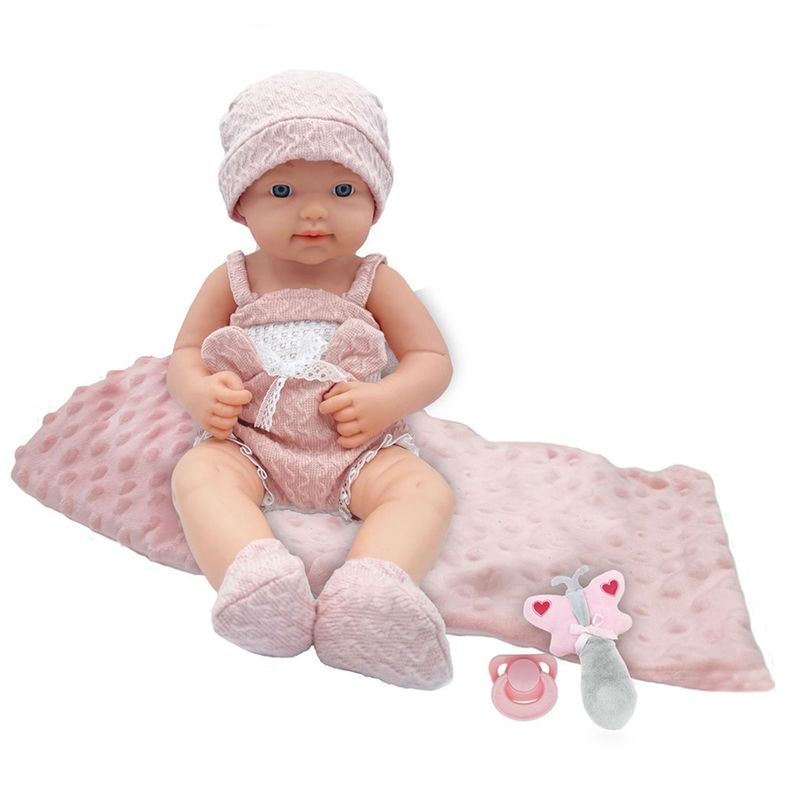 Muneca Bebe Recien Nacida con Manta y Accesorios de Descanso Rosado +1.00