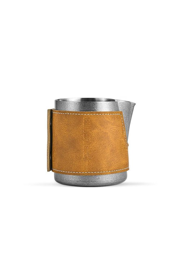 Jarra Para Espumar Leche Con Detalle En Cuero - 400 Ml-0
