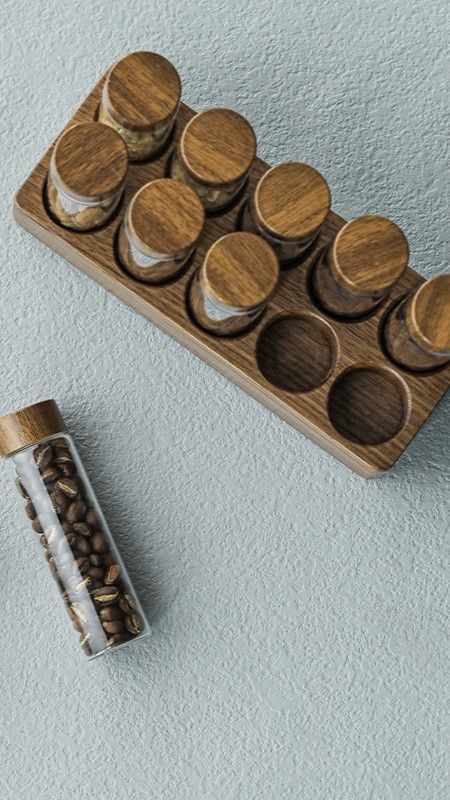 Juego De Recipientes De Almacenamiento Vidrio y Madera-2