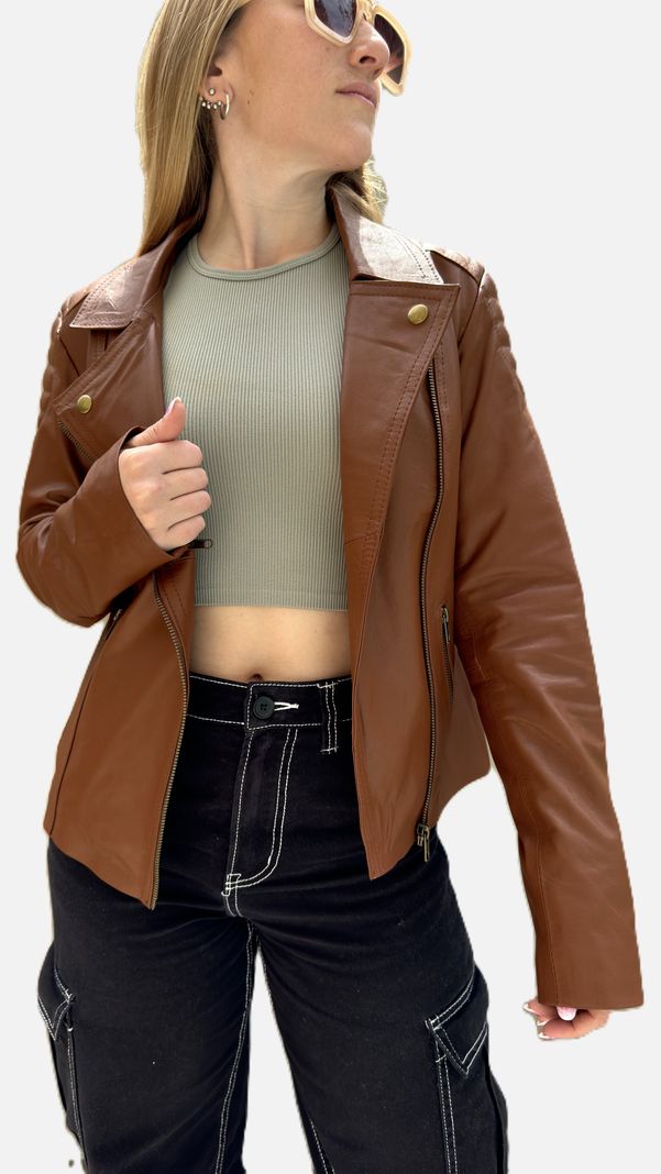 Chaqueta Cuero 100 % Vacuno Argentino - Modelo Valentina-0