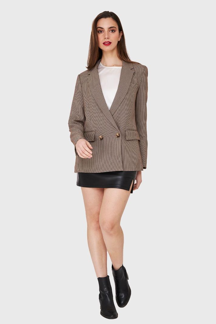 Blazer Pied De Poule Café Nicopoly-1