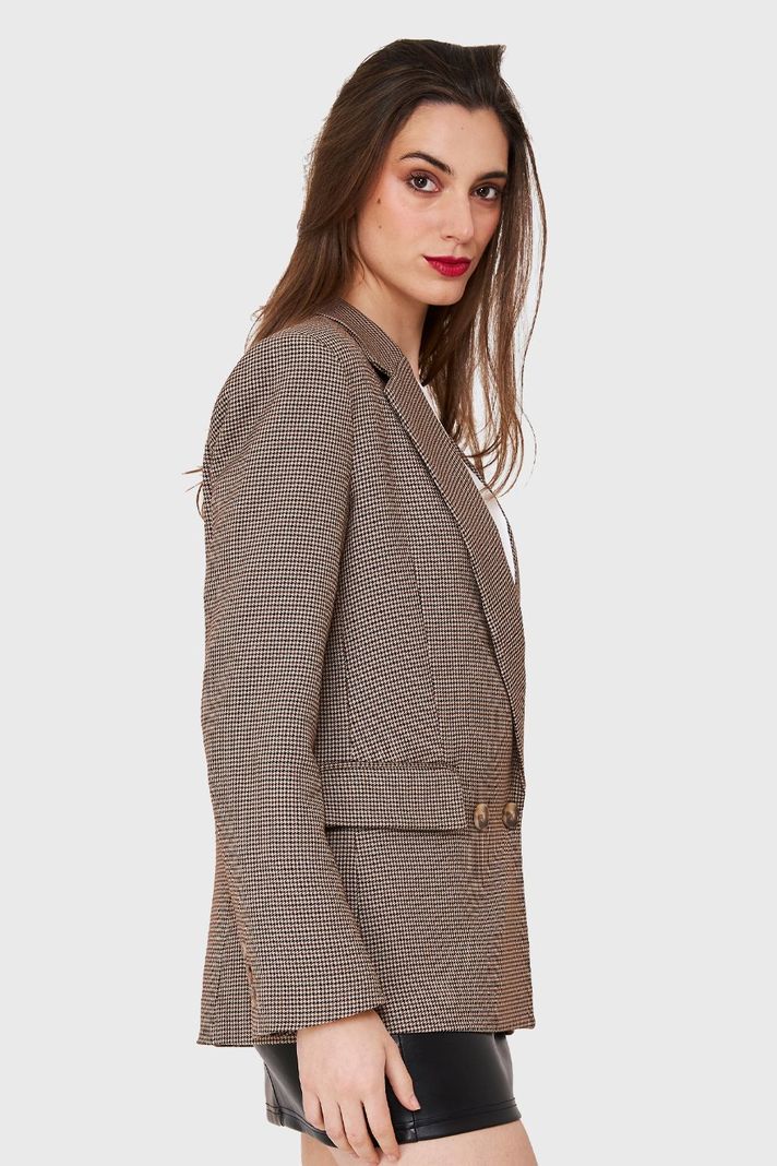 Blazer Pied De Poule Café Nicopoly-2