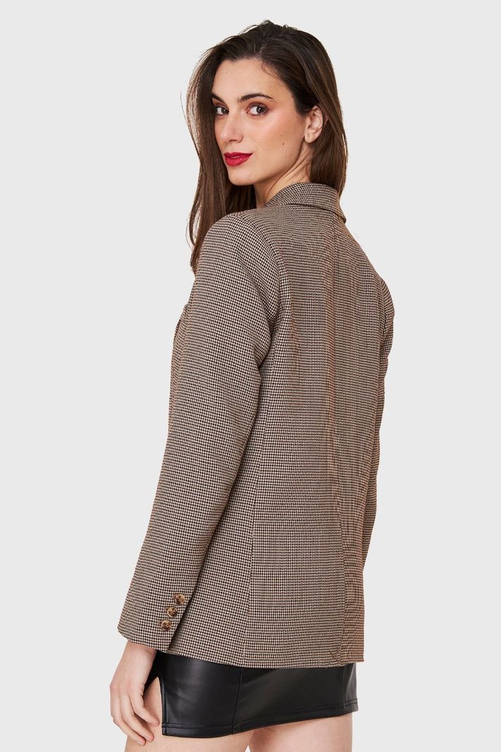 Blazer Pied De Poule Café Nicopoly-3