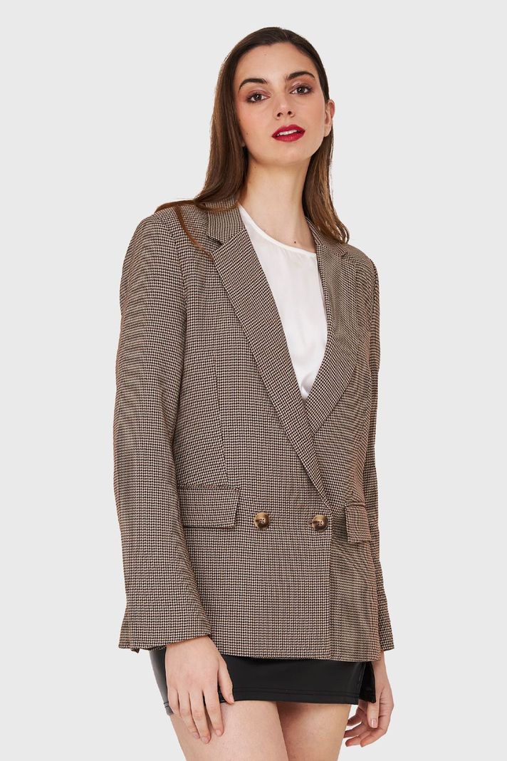 Blazer Pied De Poule Café Nicopoly-4