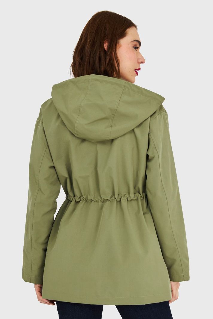 Chaqueta Larga Impermeable Oliva Claro Nicopoly-3