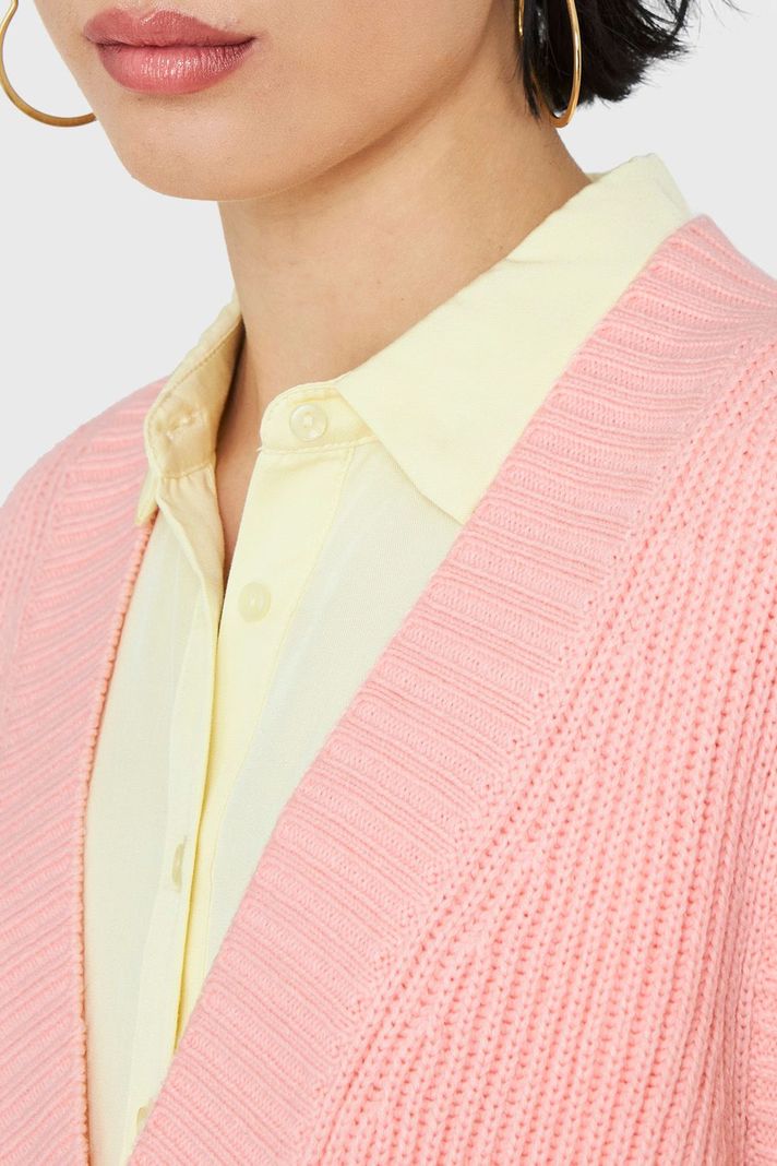 Chaleco Cuello V Oversize Rosa Nicopoly-5