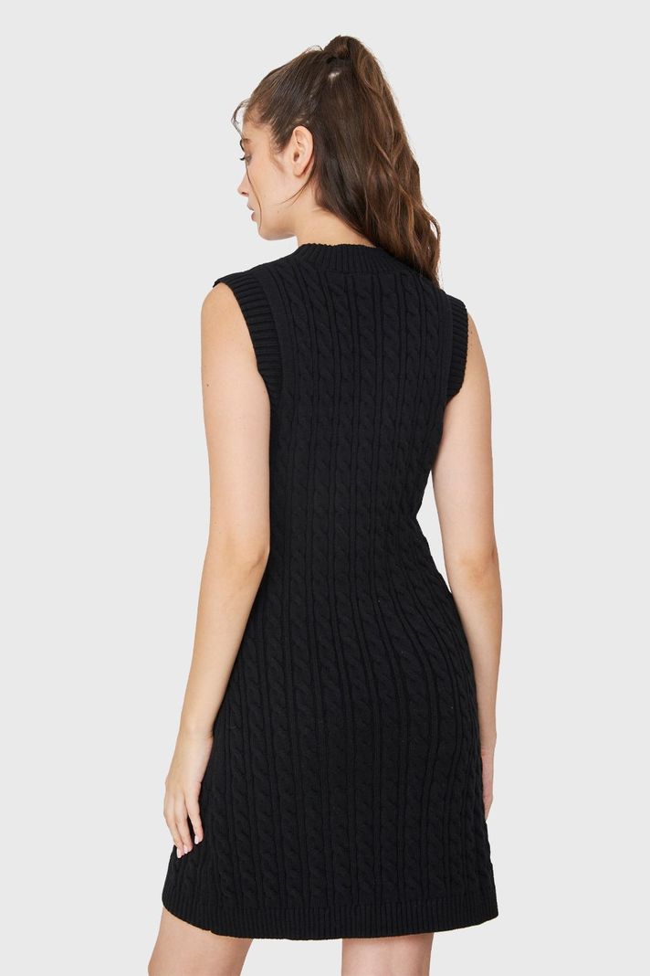 Vestido De Punto Trenzado Negro Nicopoly-3
