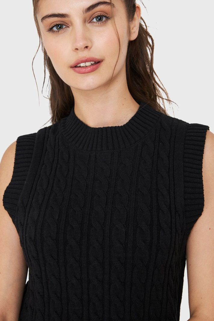 Vestido De Punto Trenzado Negro Nicopoly-5