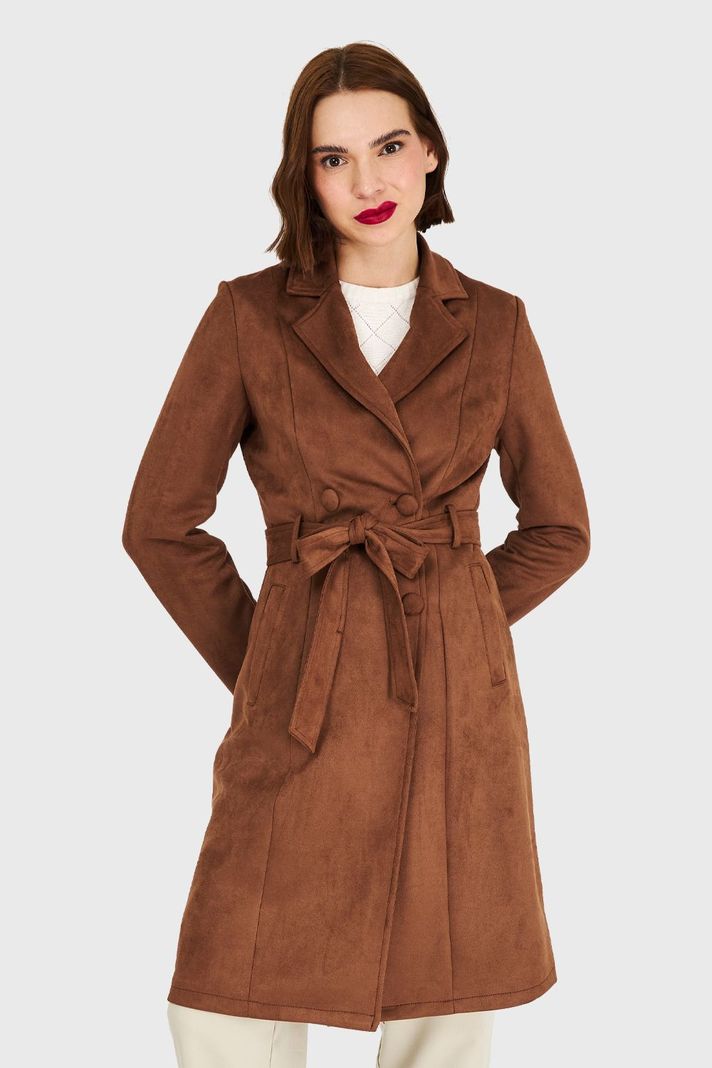 Trench Tipo Gamuza Café Nicopoly-4