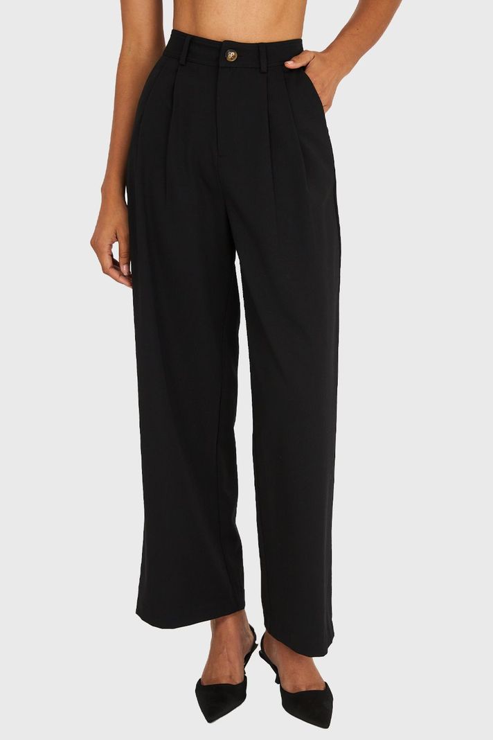 Pantalón Básico Pierna Ancha Negro Nicopoly-0