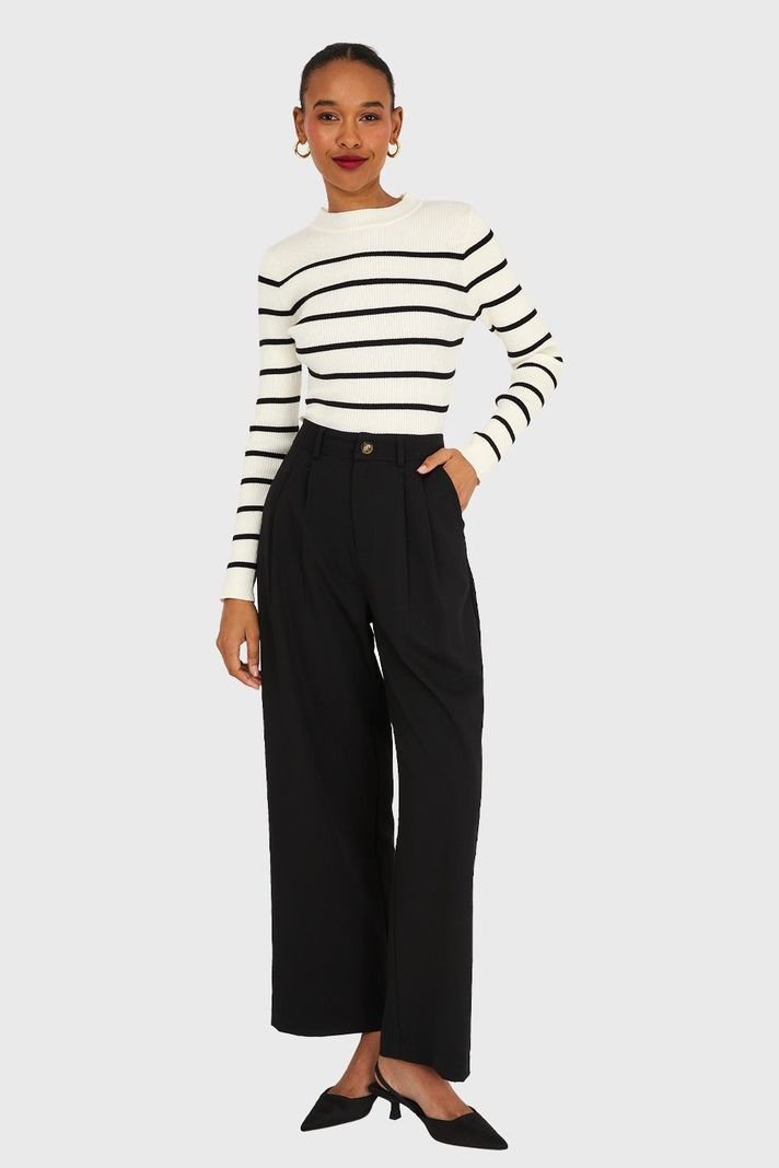 Pantalón Básico Pierna Ancha Negro Nicopoly-1