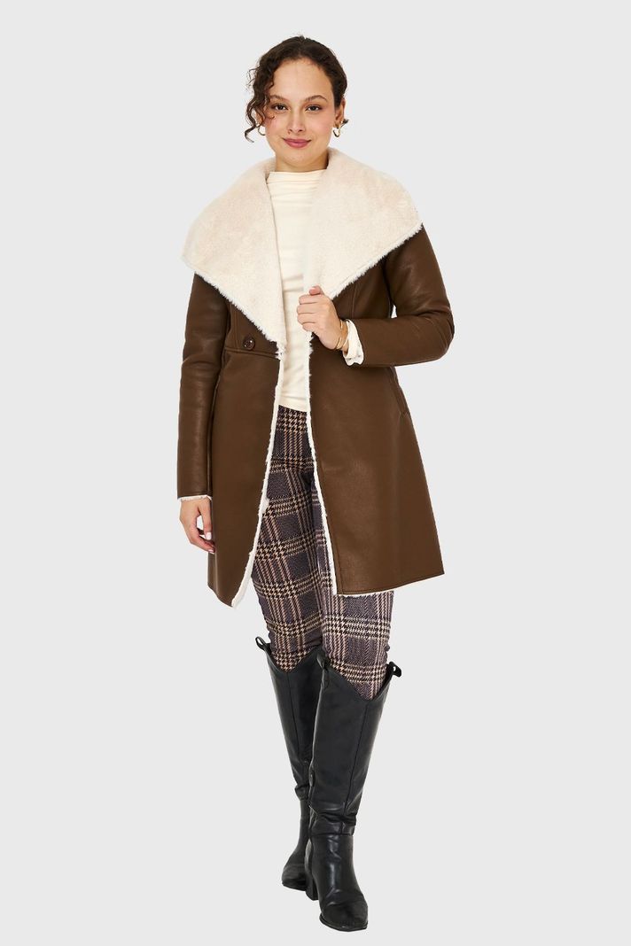 Chaqueta Ecocuero/Tipo Piel Café Nicopoly-1