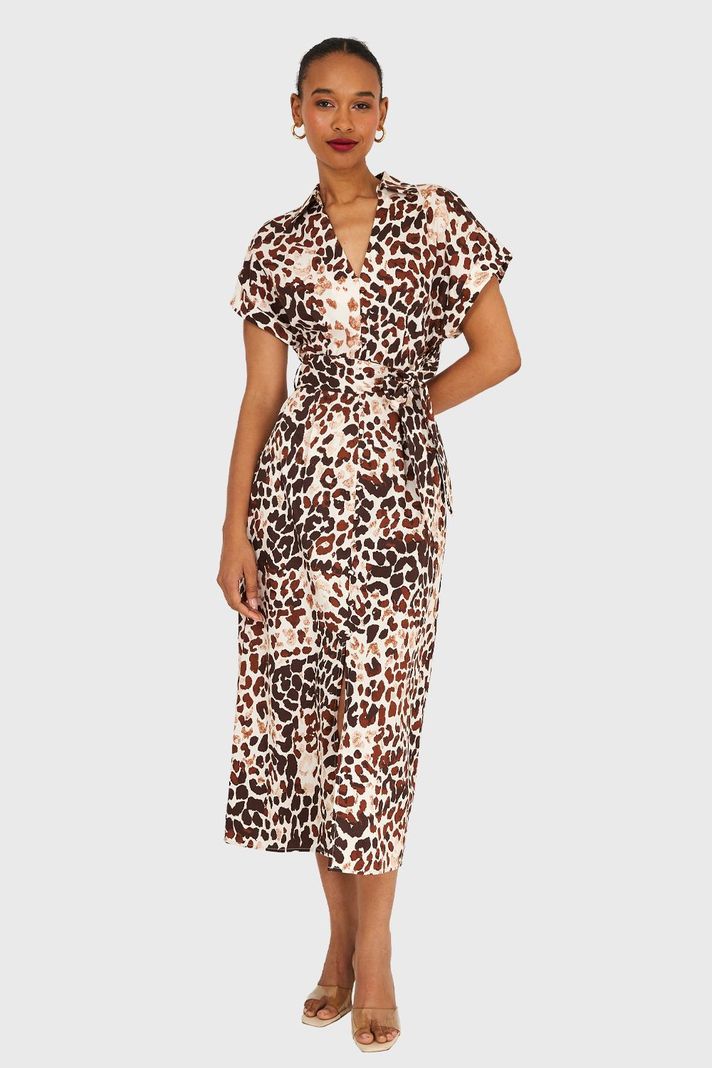 Vestido Safari Cuello Camisero Café Nicopoly-1