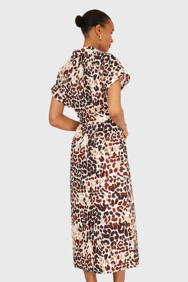 Vestido Safari Cuello Camisero Café Nicopoly-3