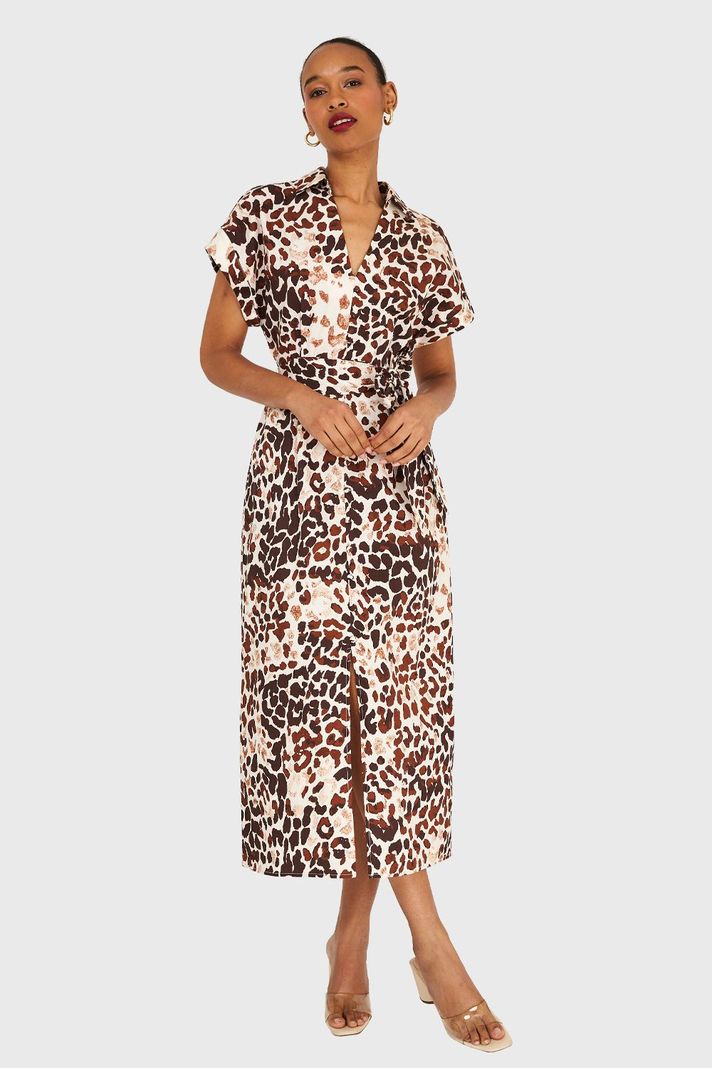 Vestido Safari Cuello Camisero Café Nicopoly-4