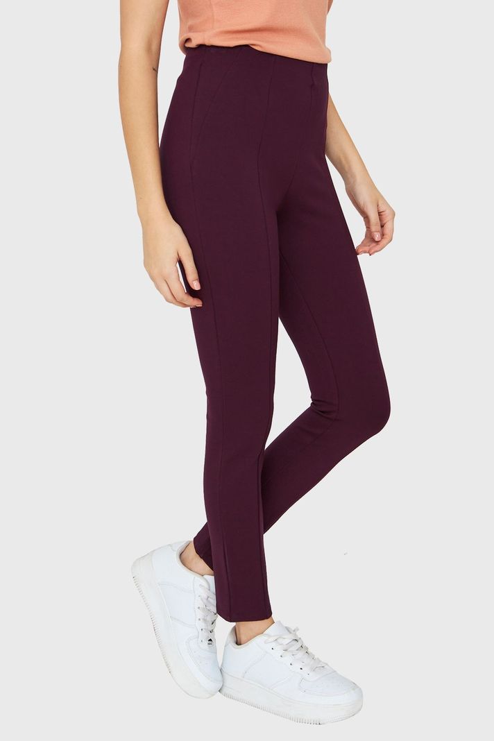 Legging Tiro Alto Costuras Frontales Burdeos Nicopoly-2