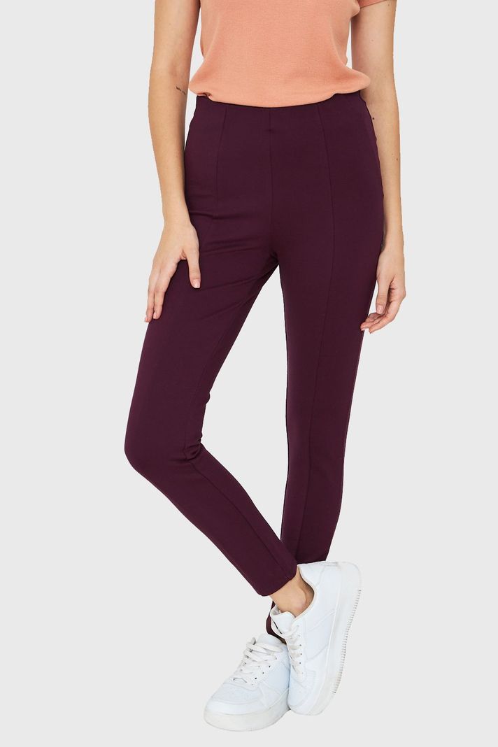 Legging Tiro Alto Costuras Frontales Burdeos Nicopoly-0