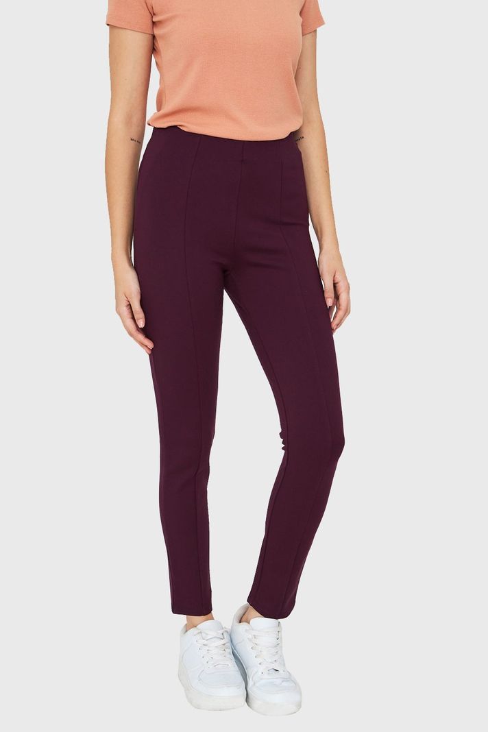 Legging Tiro Alto Costuras Frontales Burdeos Nicopoly-4