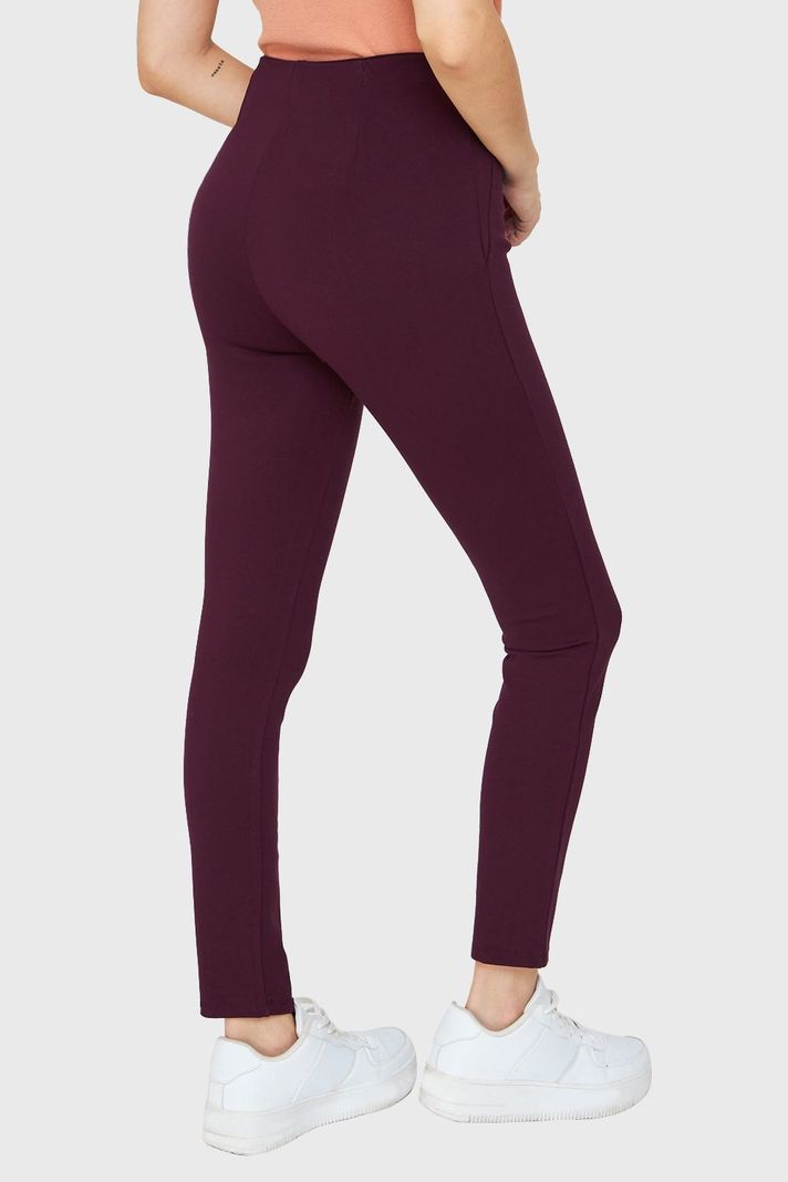 Legging Tiro Alto Costuras Frontales Burdeos Nicopoly-3