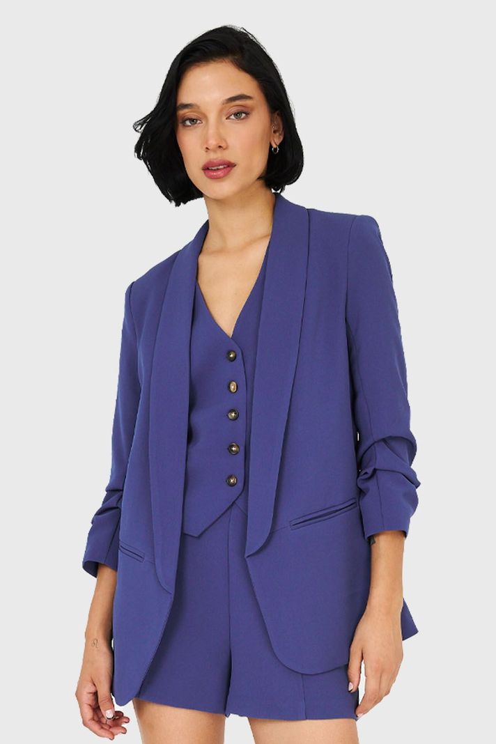 Blazer De Tope Manga 3/4 Azul Acero Nicopoly-0
