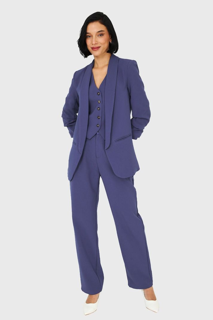 Blazer De Tope Manga 3/4 Azul Acero Nicopoly-1