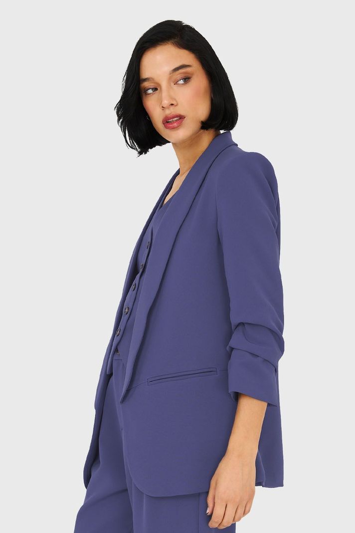 Blazer De Tope Manga 3/4 Azul Acero Nicopoly-2