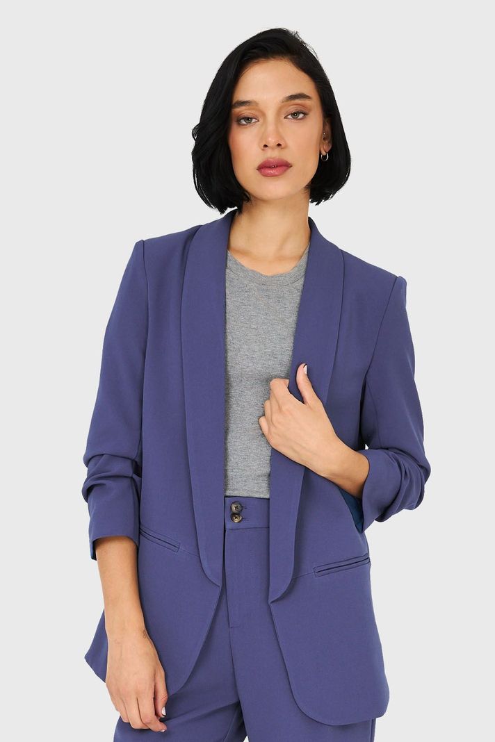 Blazer De Tope Manga 3/4 Azul Acero Nicopoly-4