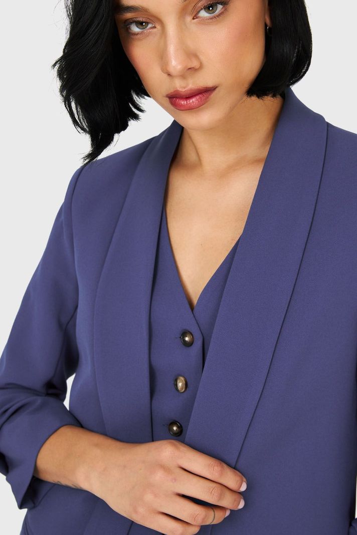 Blazer De Tope Manga 3/4 Azul Acero Nicopoly-5