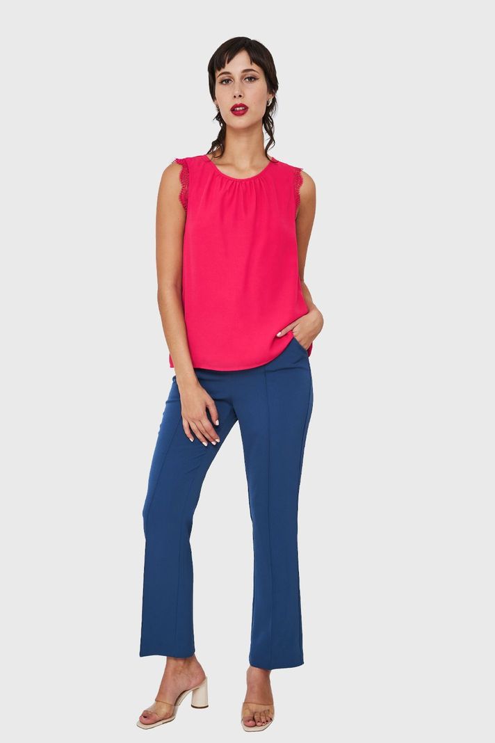 Blusa Encaje Hombros Fucsia Nicopoly-1