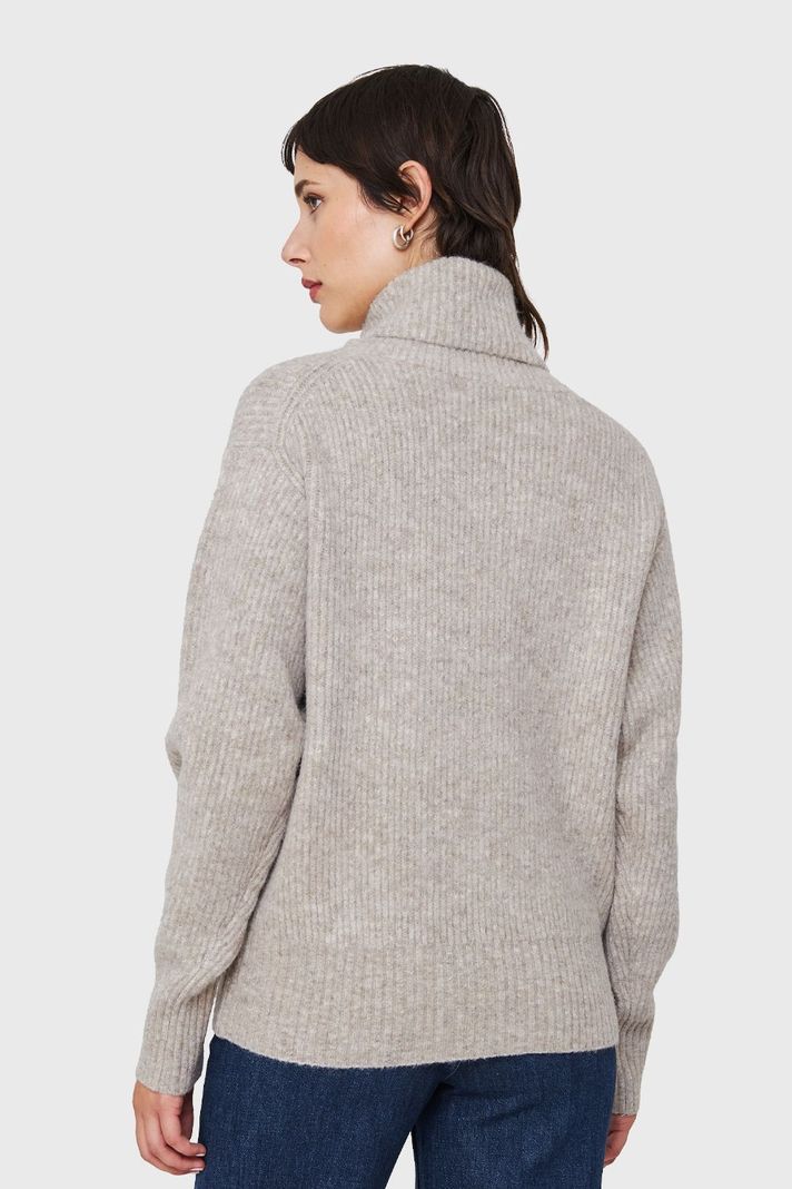 Sweater Acanalado Cuello Alto Khaki Nicopoly-3