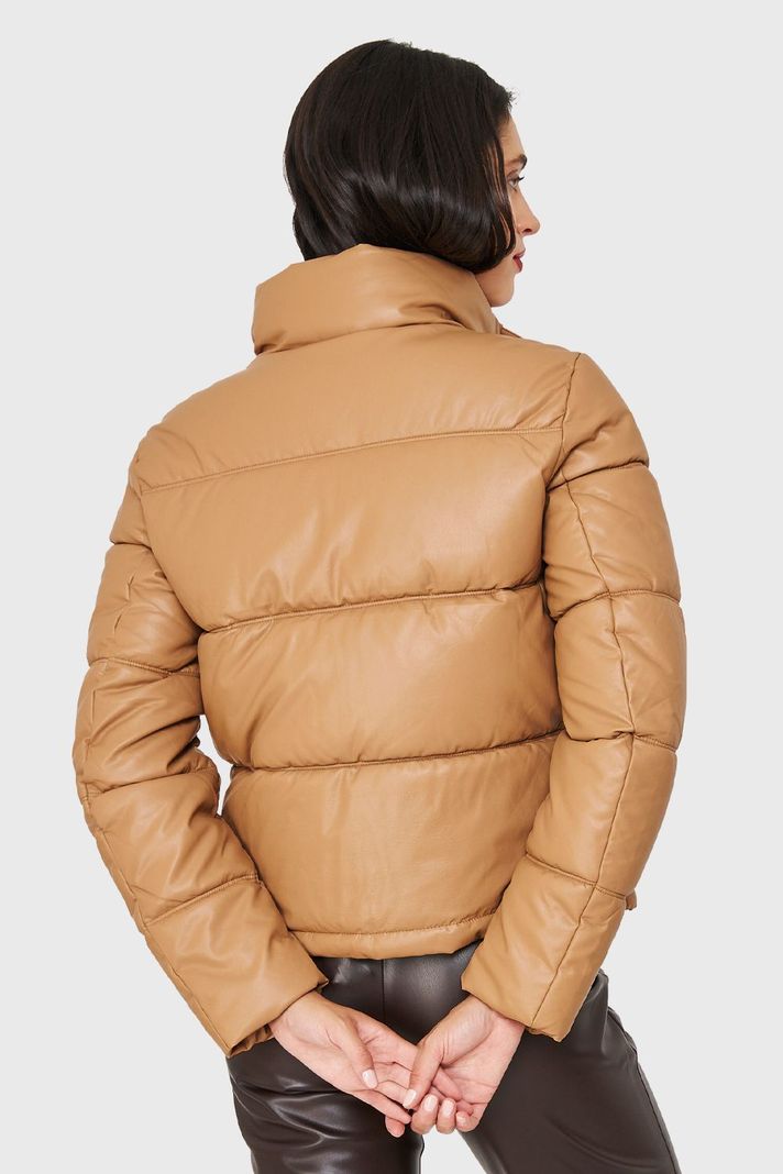 Parka Corta Tipo Ecocuero  Khaki Nicopoly-3