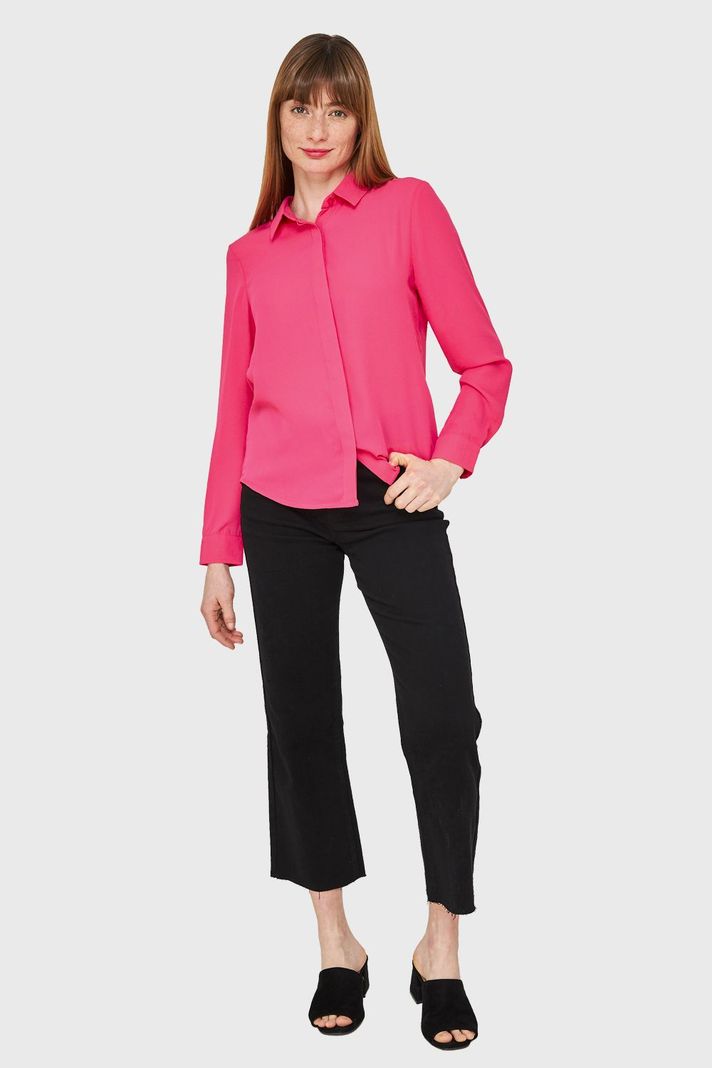 Blusa Básica Botonera Invisible Fucsia Nicopoly-1