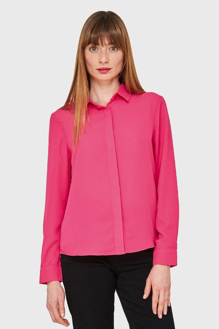 Blusa Básica Botonera Invisible Fucsia Nicopoly-4