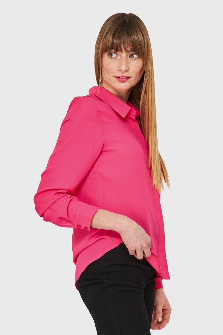 Blusa Básica Botonera Invisible Fucsia Nicopoly-2