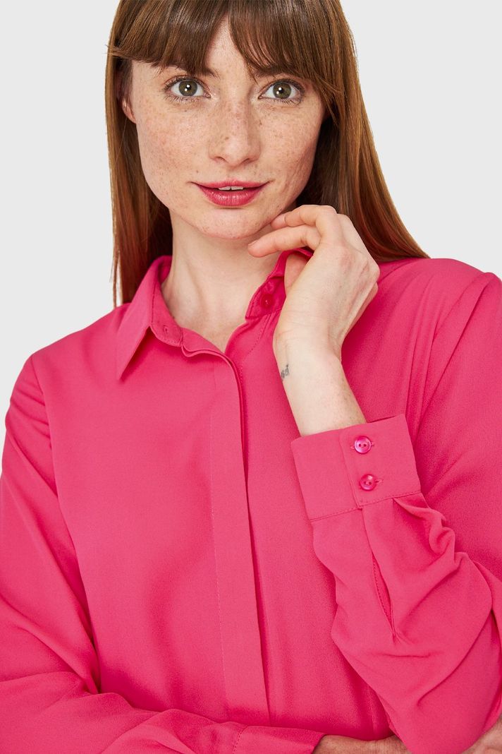 Blusa Básica Botonera Invisible Fucsia Nicopoly-5