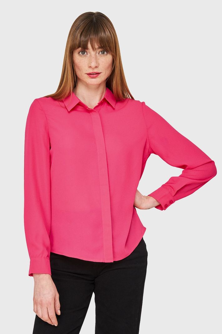 Blusa Básica Botonera Invisible Fucsia Nicopoly-0