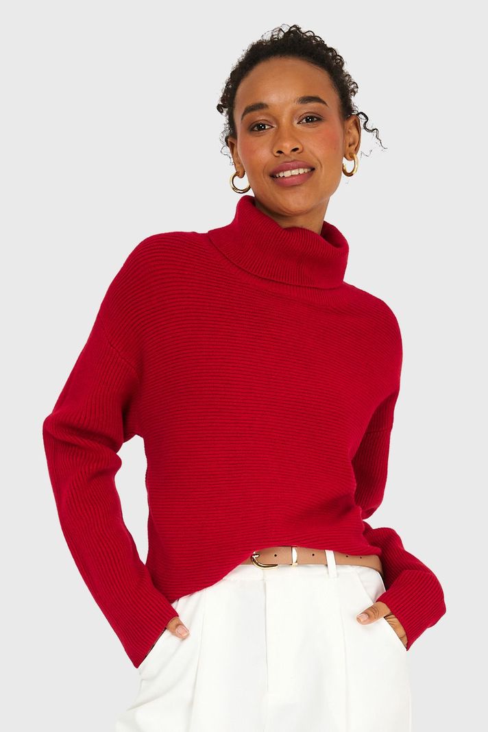 Sweater Básico Cuello Beatle Rojo Nicopoly-0