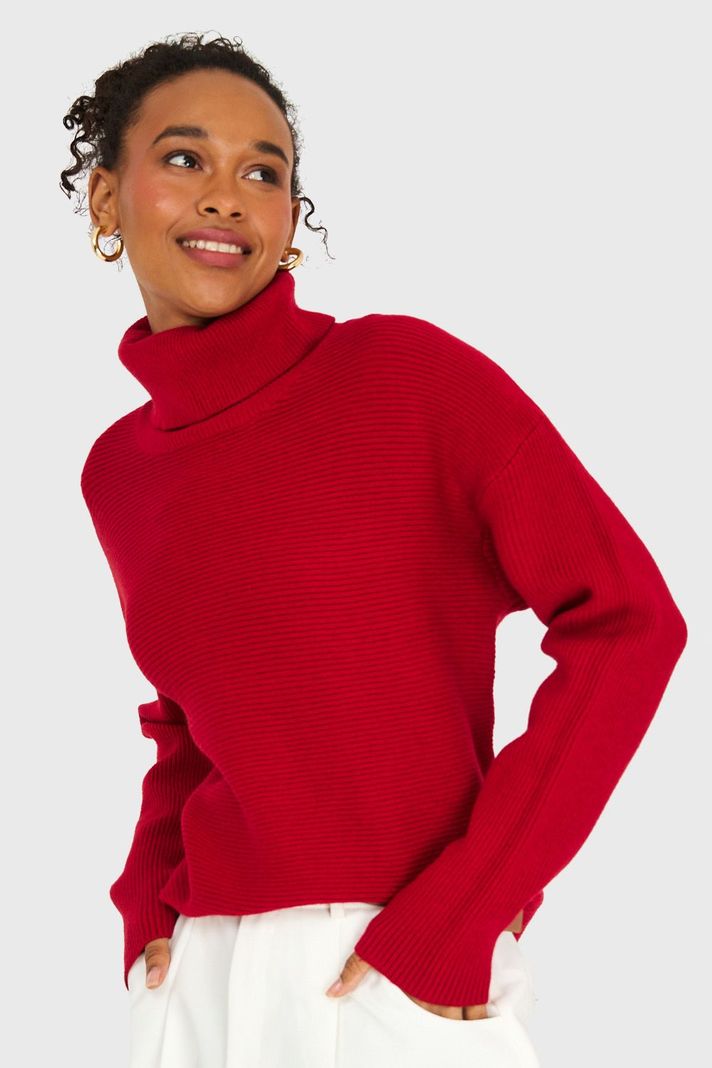 Sweater Básico Cuello Beatle Rojo Nicopoly-2