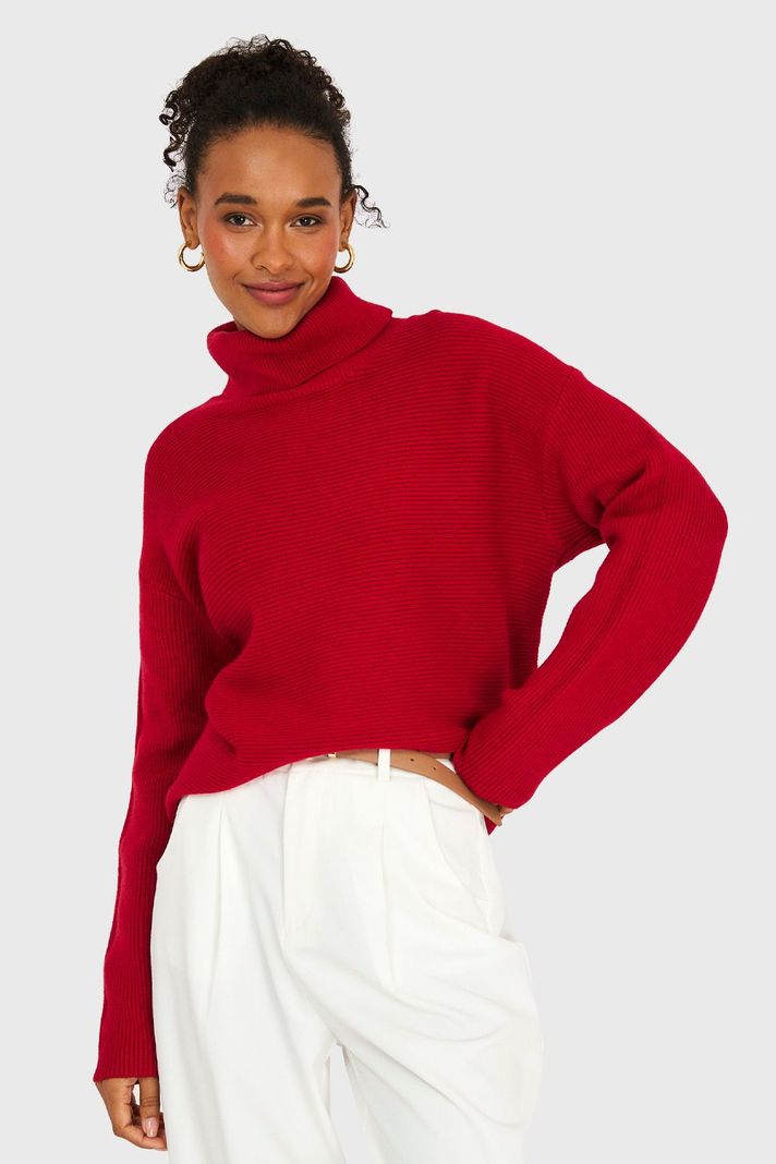 Sweater Básico Cuello Beatle Rojo Nicopoly-4