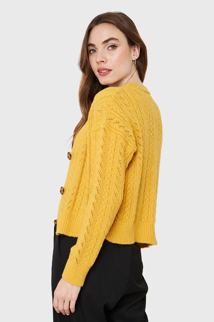 Cárdigan Punto Fantasía Amarillo Nicopoly-3