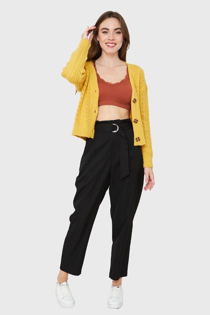 Cárdigan Punto Fantasía Amarillo Nicopoly-1