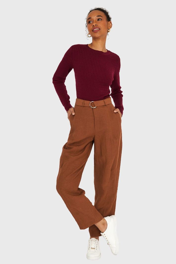 Pantalón Lazo de Hebilla Café Nicopoly-1