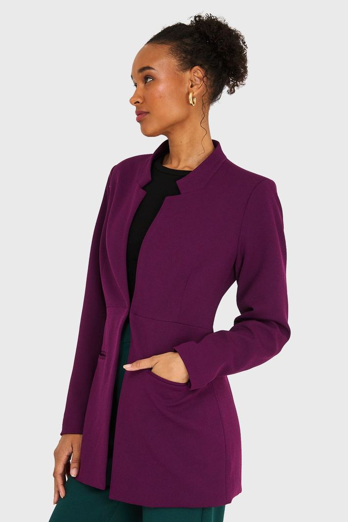 Blazer Cuello Mao Morado Nicopoly-2