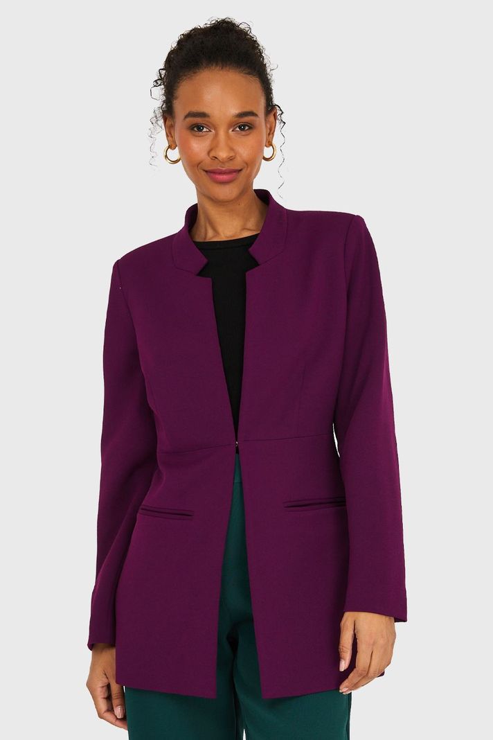 Blazer Cuello Mao Morado Nicopoly-4