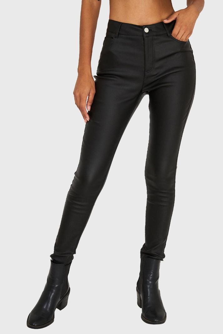 Calza Skinny Tipo Encerada Negro Nicopoly-0