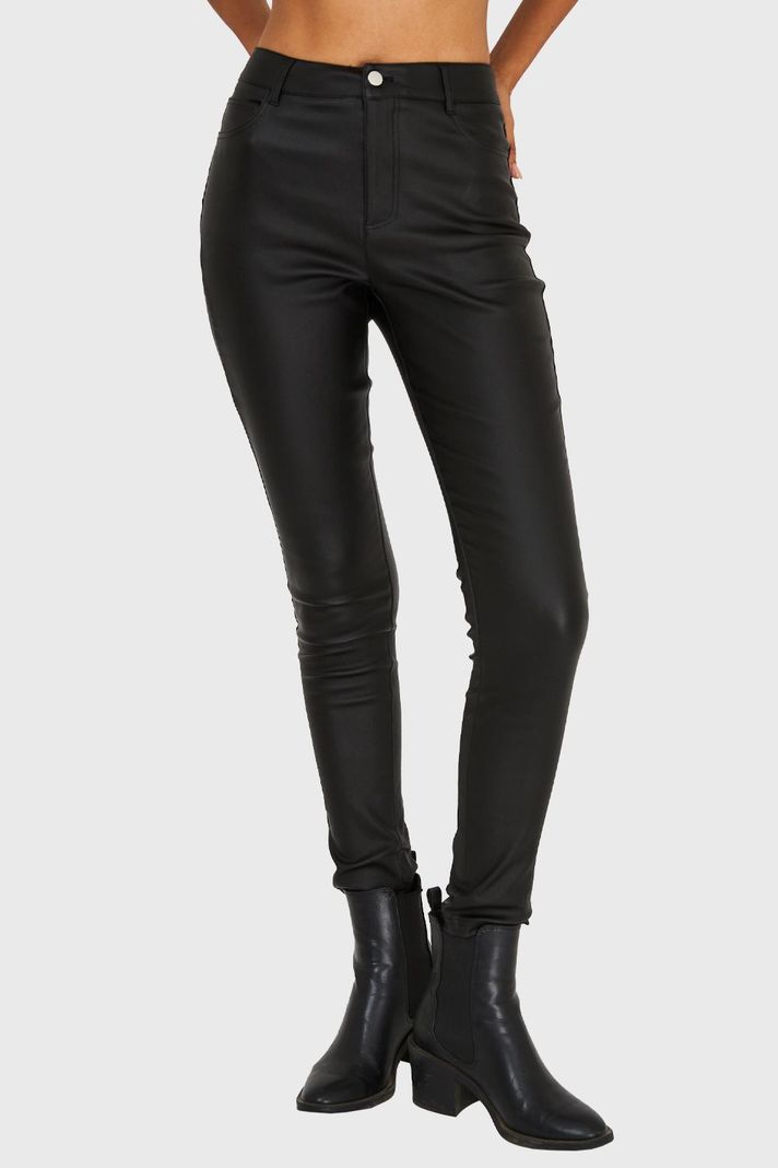 Calza Skinny Tipo Encerada Negro Nicopoly-4